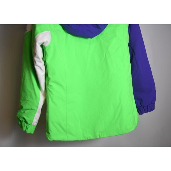 Karbon Unisex Size 14 Snowboard Ski Jacket Zip Bright Green Purple - Picture 10 of 15